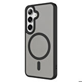 Galaxy S24 Uyumlu Sert PC Arka Yüzey Wireless Şarj Özellikli Zore Flet Magsafe Kapak-Lacivert