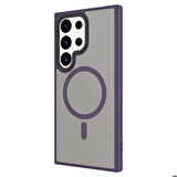 Galaxy S24 Ultra Uyumlu Sert PC Arka Yüzey Wireless Şarj Özellikli Zore Flet Magsafe Kapak-Siyah