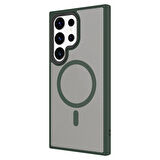 Galaxy S24 Ultra Uyumlu Sert PC Arka Yüzey Wireless Şarj Özellikli Zore Flet Magsafe Kapak-Derin Mor