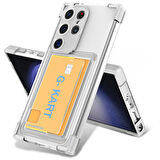 Galaxy S24 Ultra Uyumlu AirBag Tasarımlı Şeffaf Kartlıklı G-Kart Zore Kılıf-Renksiz