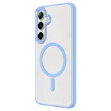 Galaxy S24 Uyumlu Magsafe Şarj Özellikli Krom Magsafe Silikon Zore Kılıf-Mavi