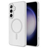 Galaxy S24 Kılıf Magsafe Şarj Özellikli Zore Krom Magsafe Silikon Kapak-Pembe