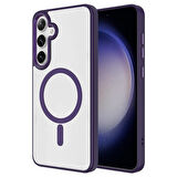 Galaxy S24 Uyumlu Magsafe Şarj Özellikli Krom Magsafe Silikon Zore Kılıf-Gri