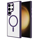 Galaxy S24 Ultra Uyumlu Magsafe Şarj Özellikli Krom Magsafe Silikon Zore Kılıf-Siyah