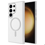 Galaxy S24 Ultra Uyumlu Magsafe Şarj Özellikli Krom Magsafe Silikon Zore Kapak-Pembe