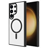 Galaxy S24 Ultra Uyumlu Magsafe Şarj Özellikli Krom Magsafe Silikon Zore Kılıf-Derin Mor