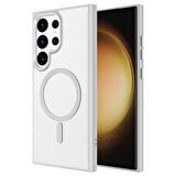 Galaxy S24 Ultra Uyumlu Magsafe Şarj Özellikli Krom Magsafe Silikon Zore Kılıf-Derin Mor