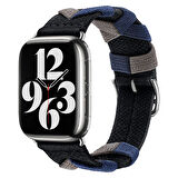 Watch 42mm Uyumlu CLO- KRD-97 Sarmal Örgü Tasarımlı Kordon-Siyah