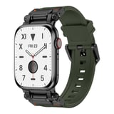 Watch 7 45mm CLO- KRD-101 Titanyum Metal Başlıklı Silikon Kordon-Siyah-Yeşil
