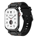 Watch 44mm CLO- KRD-101 Titanyum Metal Başlıklı Silikon Kordon-Siyah