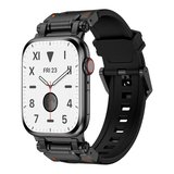 Watch 44mm CLO- KRD-101 Titanyum Metal Başlıklı Silikon Kordon-Siyah