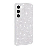 Galaxy S23 Uyumlu Parlak Taşlı Tasarım Pırlanta Zore Kılıf-Beyaz