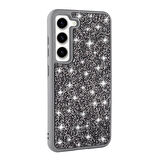 Galaxy S23 Uyumlu Parlak Taşlı Tasarım Pırlanta Zore Kılıf-Gri