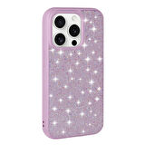 iPhone 15 Pro Uyumlu Parlak Taşlı Tasarım Pırlanta Zore Kılıf-Lila