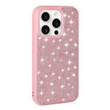 iPhone 15 Pro Max Uyumlu Parlak Taşlı Tasarım Pırlanta Zore Kılıf-Pembe