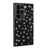 Galaxy S24 Ultra Uyumlu Parlak Taşlı Tasarım Pırlanta Zore Kapak-Siyah