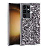 Galaxy S24 Ultra Uyumlu Parlak Taşlı Tasarım Pırlanta Zore Kılıf-Siyah