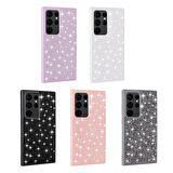 Galaxy S24 Ultra Uyumlu Parlak Taşlı Tasarım Pırlanta Zore Kılıf-Pembe