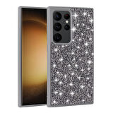 Galaxy S24 Ultra Uyumlu Parlak Taşlı Tasarım Pırlanta Zore Kapak-Gri