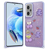 Redmi Note 12 Pro Plus 5G Kılıf Parlayan Sıvılı Simli Kabartma Figürlü Zore Cevze Kapak-Yeşil