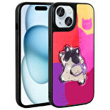 Apple iPhone 14 Kılıf Parlayan Kabartmalı İkonik Figürlü Zore Amas Silikon Kapak-Mor