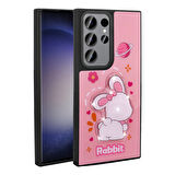 Galaxy S22 Ultra Kılıf Parlayan Kabartmalı İkonik Figürlü Zore Amas Silikon Kapak-Pembe