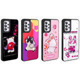 Galaxy A32 4G Kılıf Parlayan Kabartmalı İkonik Figürlü Zore Amas Silikon Kapak-Pembe