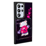 Galaxy S24 Ultra Kılıf Parlayan Kabartmalı İkonik Figürlü Zore Amas Silikon Kapak-Mor