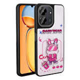 Xiaomi Poco C65 Kılıf Parlayan Kabartmalı İkonik Figürlü Zore Amas Silikon Kapak-Beyaz