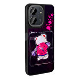 Xiaomi Poco C65 Kılıf Parlayan Kabartmalı İkonik Figürlü Zore Amas Silikon Kapak-Beyaz