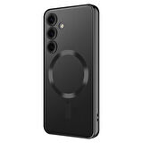 Galaxy S24 Uyumlu Kamera Korumalı Magsafe Wireless Şarj Özellikli Zore Demre Kılıf-Siyah