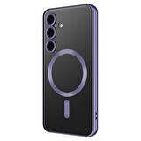 Galaxy S24 Uyumlu Kamera Korumalı Magsafe Wireless Şarj Özellikli Zore Demre Kılıf-Derin Mor