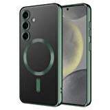 Galaxy S24 Plus Uyumlu Kamera Korumalı Magsafe Wireless Şarj Özellikli Zore Demre Kapak-Gümüş