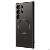 Galaxy S24 Ultra Uyumlu Kamera Korumalı Magsafe Wireless Şarj Özellikli Zore Demre Kapak-Siyah