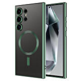 Galaxy S24 Ultra Uyumlu Kamera Korumalı Magsafe Wireless Şarj Özellikli Zore Demre Kapak-Siyah