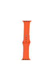 Apple Watch 7 45mm Band Serisi Klasik Kordon Silikon Strap Kayış-Fesh Orange