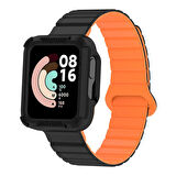 Xiaomi Redmi Watch 2 Silikon Kordon Zore KRD-105 Strap Kayış-Siyah-Turuncu