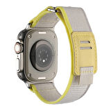 Apple Watch Ultra 49mm Hasır Kordon Zore KRD-106 Strap Kayış-Beyaz-Sarı