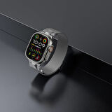 Apple Watch Ultra 49mm Zore KRD-107 Metal Hasır Kordon-Siyah