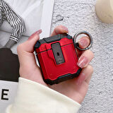 Air Pods Zore Airbag 35 Darbelere Karşı Dayanıklı Düğmeli Kılıf-Kırmızı