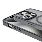 iPhone 15 Pro Kılıf Magsafe Şarj Özellikli Mat Arka Yüzey Zore Sio Kapak-Siyah