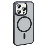 iPhone 15 Pro Max Kılıf Magsafe Şarj Özellikli Mat Arka Yüzey Zore Sio Kapak-Siyah