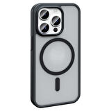 iPhone 14 Pro Max Kılıf Magsafe Şarj Özellikli Mat Arka Yüzey Zore Sio Kapak-Siyah