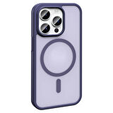 iPhone 14 Pro Max Kılıf Magsafe Şarj Özellikli Mat Arka Yüzey Zore Sio Kapak-Lacivert