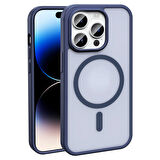iPhone 14 Pro Max Kılıf Magsafe Şarj Özellikli Mat Arka Yüzey Zore Sio Kapak-Lacivert