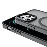 iPhone 12 Pro Kılıf Magsafe Şarj Özellikli Mat Arka Yüzey Zore Sio Kapak-Siyah