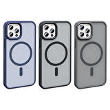 iPhone 12 Pro Kılıf Magsafe Şarj Özellikli Mat Arka Yüzey Zore Sio Kapak-Siyah