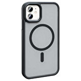 Apple iPhone 12 Kılıf Magsafe Şarj Özellikli Mat Arka Yüzey Zore Sio Kapak-Siyah