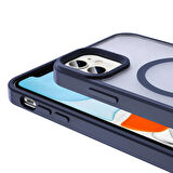 iPhone 12 Kılıf Magsafe Şarj Özellikli Mat Arka Yüzey Zore Sio Kapak-Gri