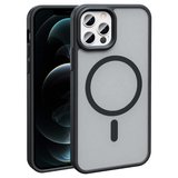 Apple iPhone 12 Pro Max Kılıf Magsafe Şarj Özellikli Mat Arka Yüzey Zore Sio Kapak-Siyah